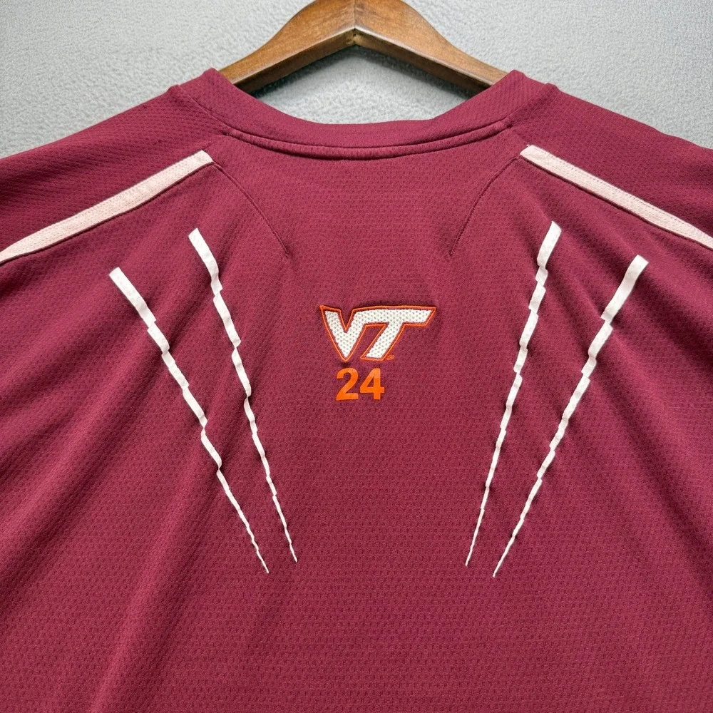 Virginia Tech Nike Team Shirt Mens L Orange/Maroon NCAA Hokies Y2K VT Activewear